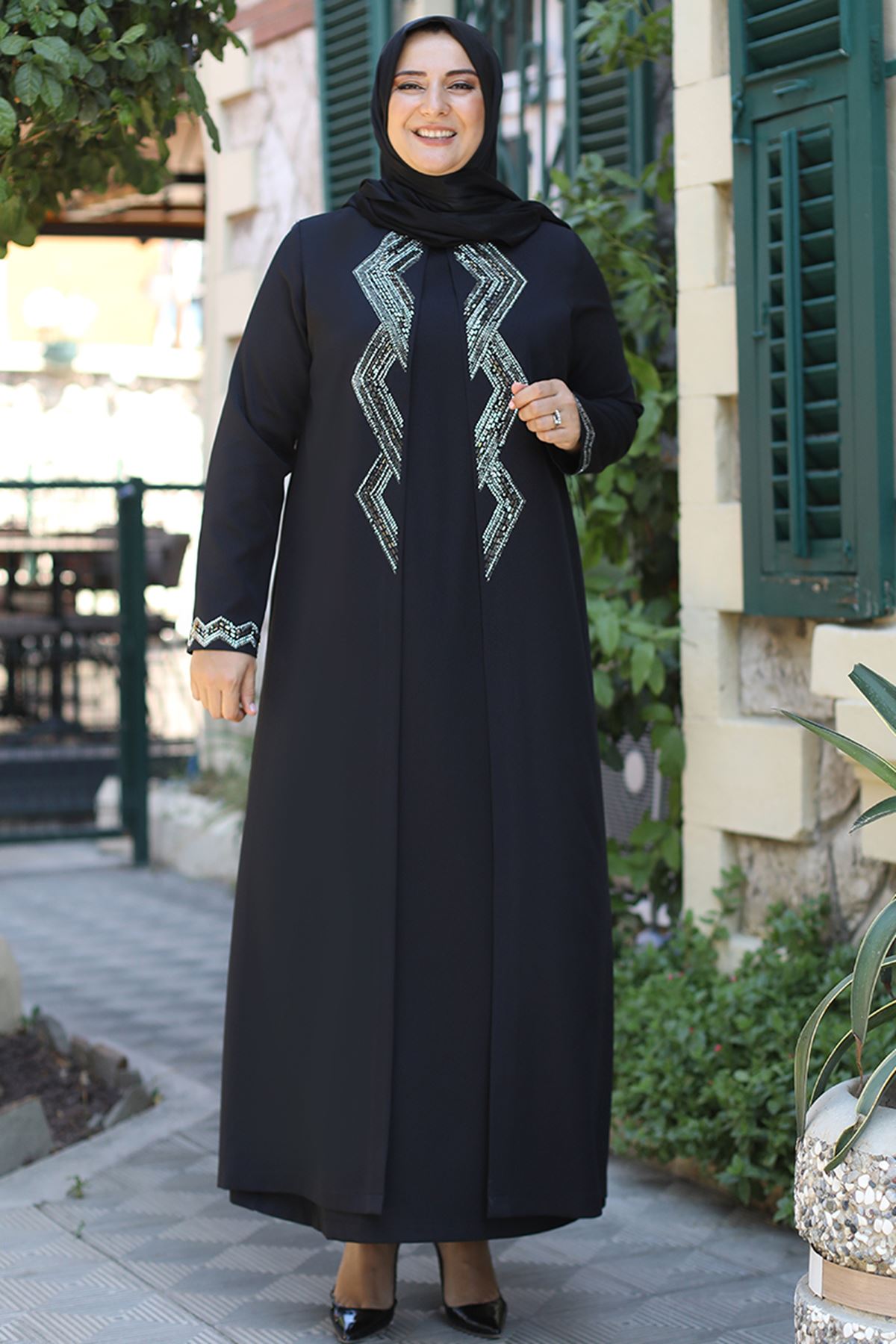 Emsale Hilal Elbise Siyah EMS8341 