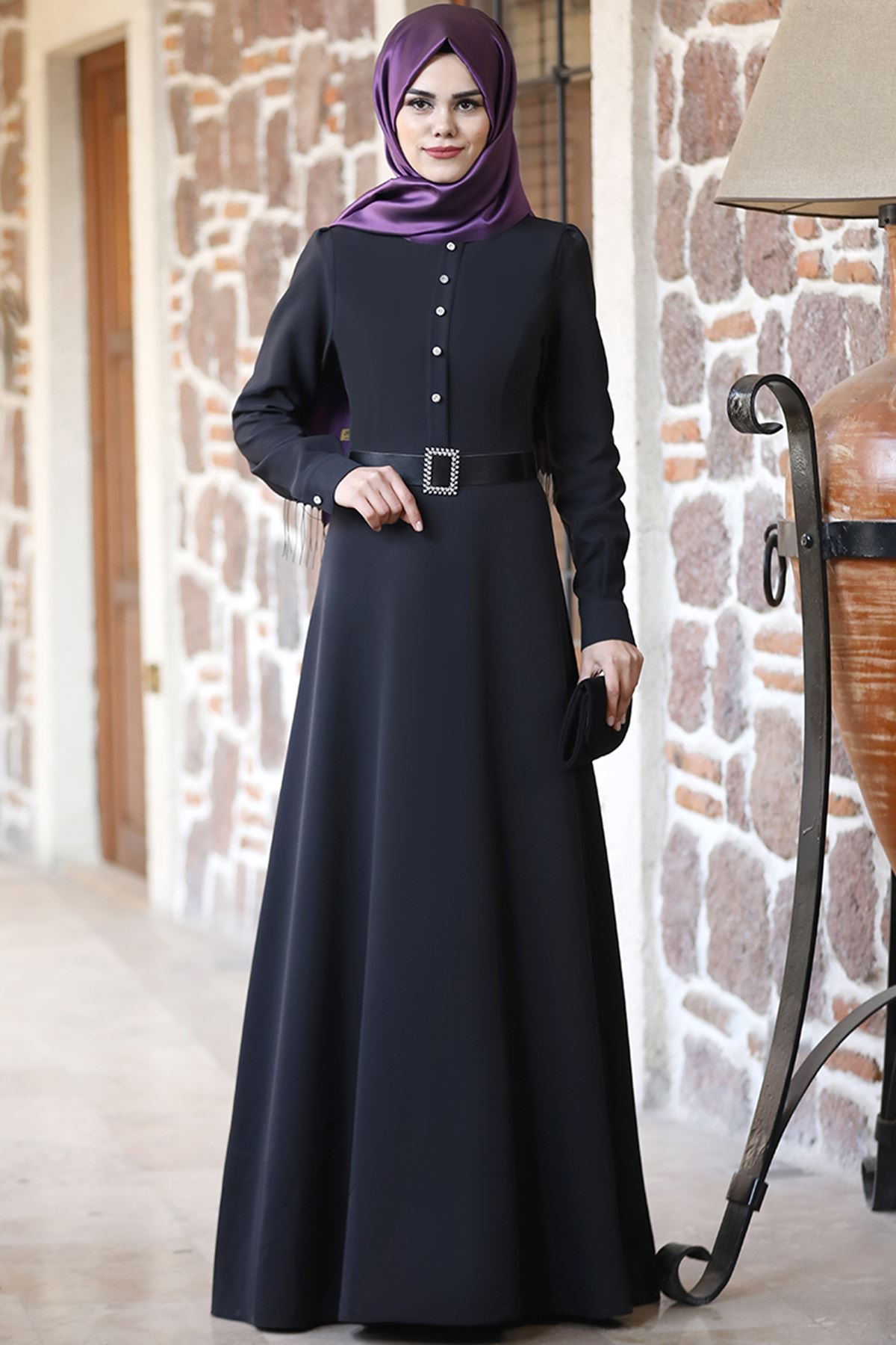 Ahunur Moda Masal Elbise Siyah AHMD1454 