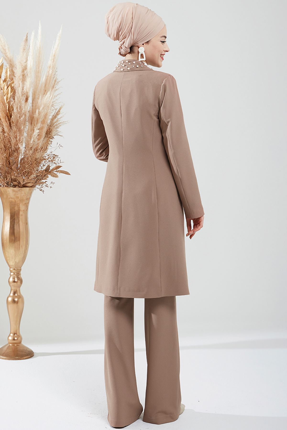 DressLife Kumsal Ceket Pantolon Takım Vizon DRE2039