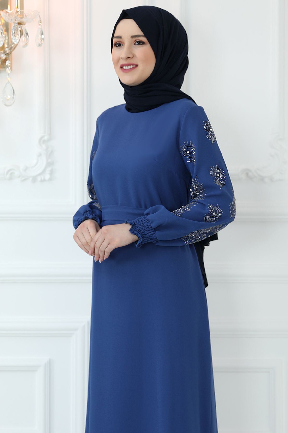 Sahra Elbise İndigo AMİ1043