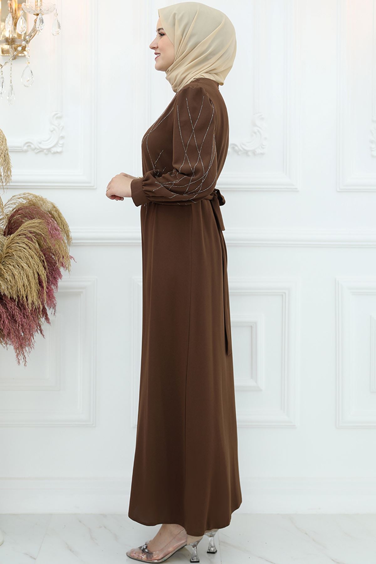 Yasemin Elbise Kahverengi AMİ1061