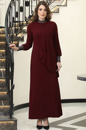 Efsane Elbise Bordo ELBNMD1469
