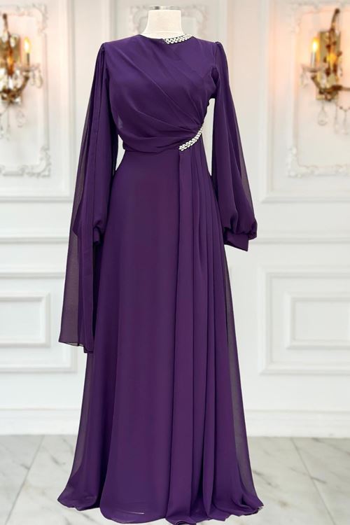 Feza Abiye Elbise Mürdüm AMİ3619