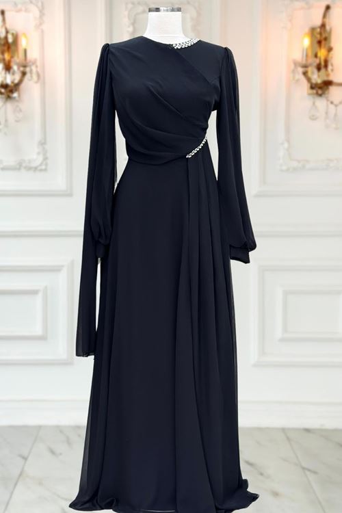 Feza Abiye Elbise Siyah AMİ3619