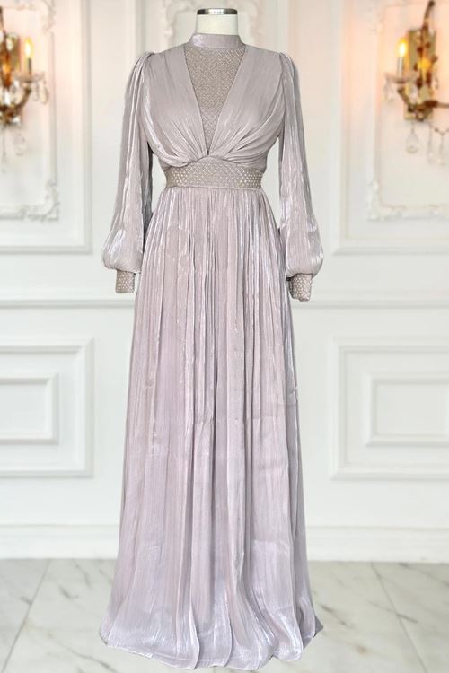 Efser Abiye Elbise Pudra AMİ3620