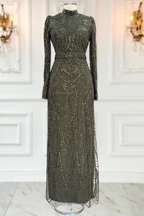 Gülce Tesettür Abiye Haki AMİ1100