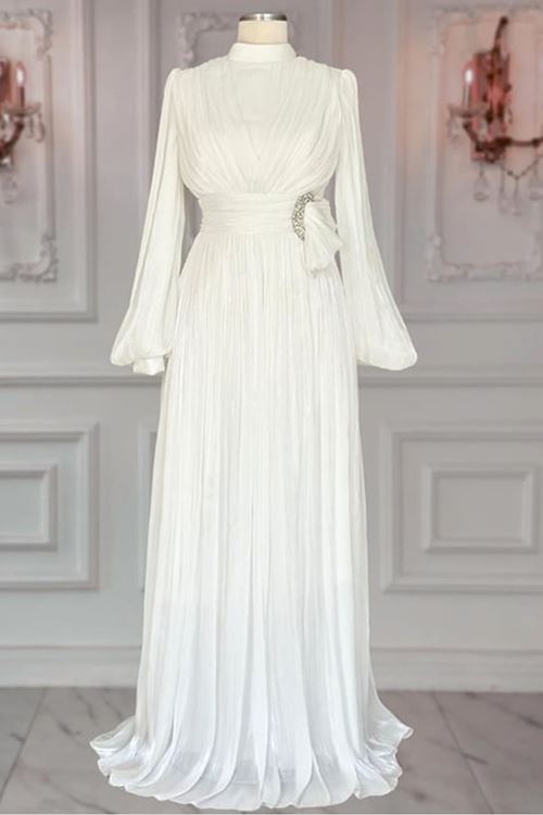  Feray Abiye Elbise Ekru AMİ3621