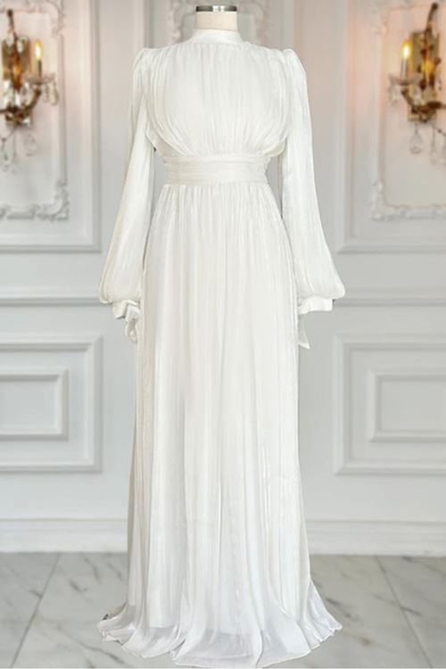 Nida Abiye Elbise Ekru AMİ3616 