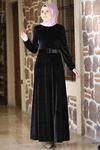 Amine Hüma - Tutku  Kadife Elbise Siyah AMİ1030