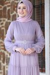 Amine Hüma Soft Elbise Lila AMİ1026 